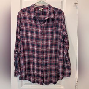 St. John's Bay women's Super Soft And Comfy plaid button-up flannel shirt XXL